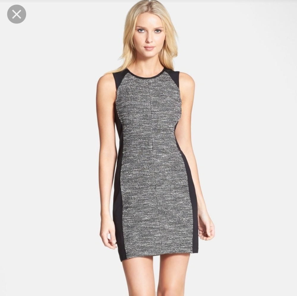 Sleeveless Colorblock Tweed Knit Dress large